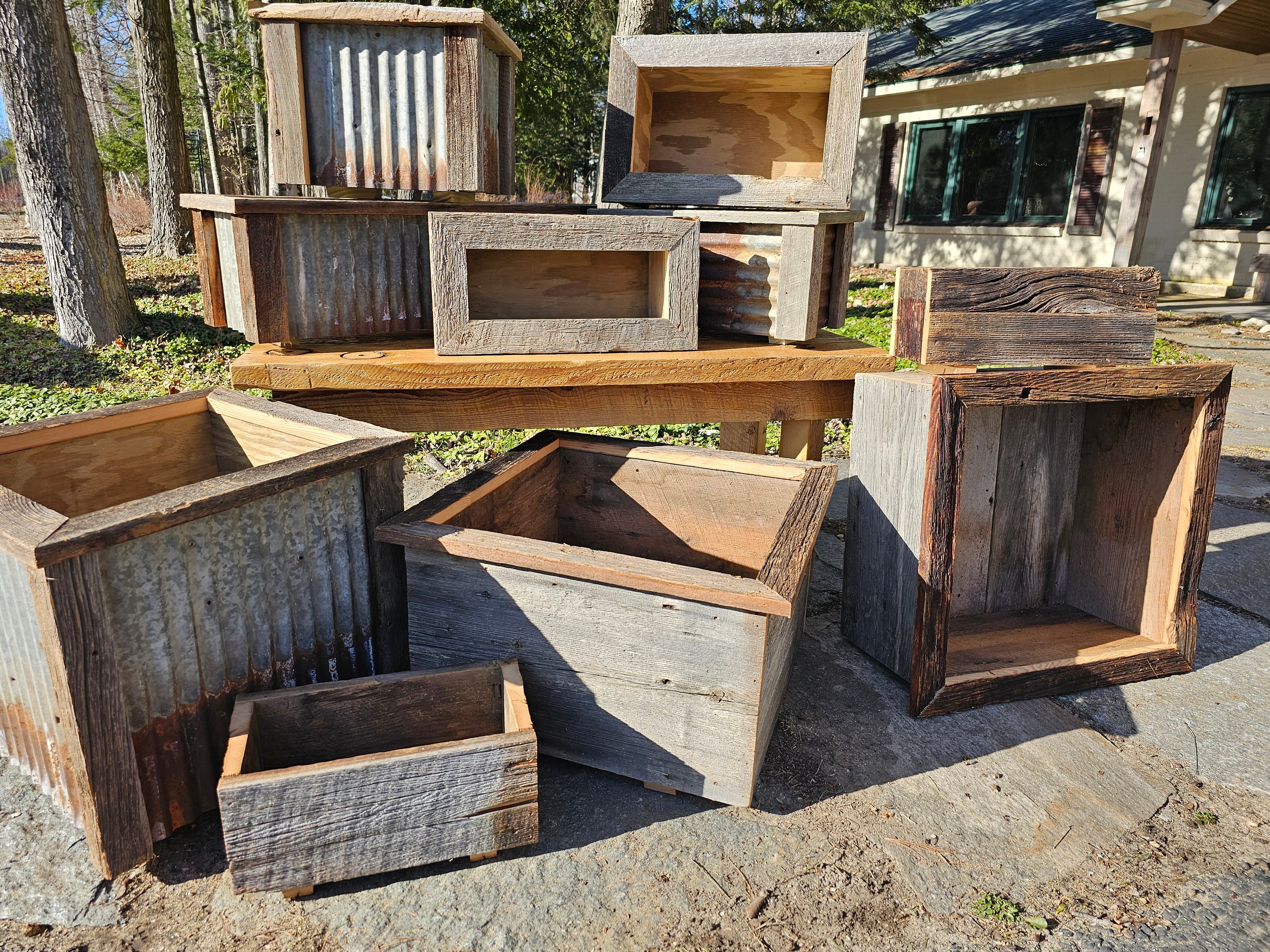 Rustic Tree Planter Box Rustic Barnwood Planter Boxes - Etsy