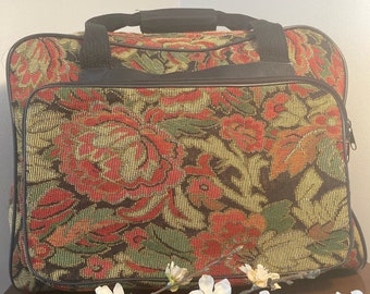 Vintage Black Dark Floral Overnight Travel Bag