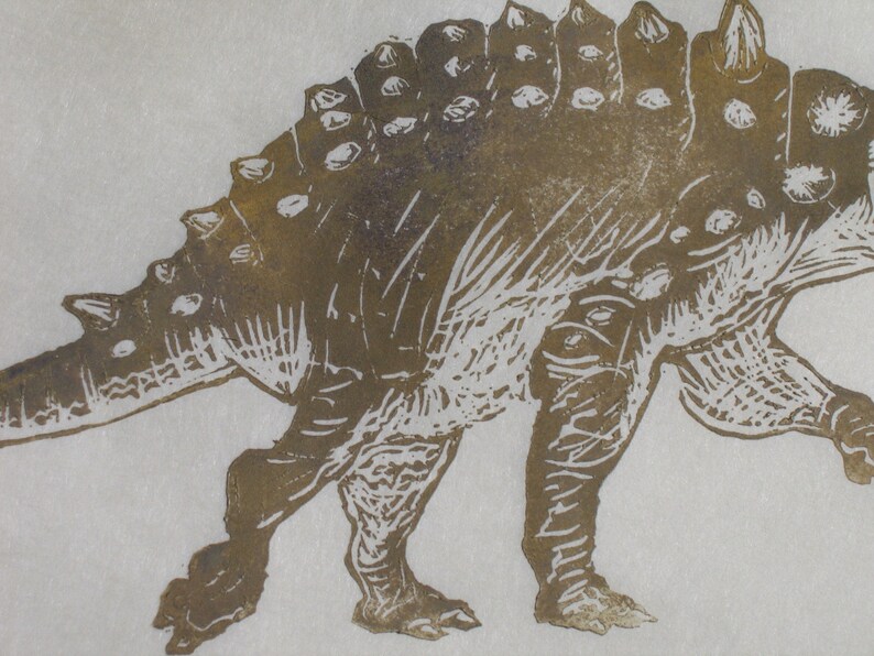 Euoplocephalus Linocut Hard Headed Vegetarian Dinosaur Lino Etsy