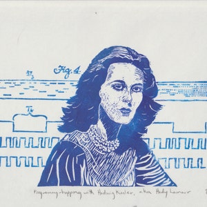 Hedy Lamarr Inventor of Frequency Hopping Spread Spectrum Linocut Portrait, Woman Scientist, Inventor and Hollywood Star Print Portrait image 2