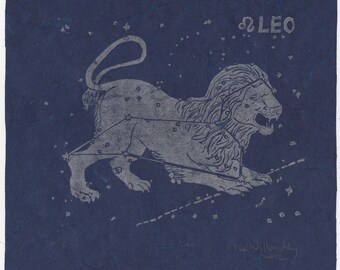 Leo Constellation Print, Constellations of the Zodiac Print Collection, Leo the Lion Print