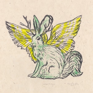 Legendary Wolpertinger Limited Edition Aluminum Foil Litho Print, Composite creature image 1