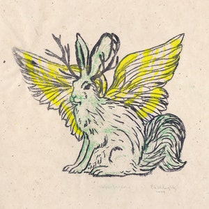 Legendary Wolpertinger Limited Edition Aluminum Foil Litho Print, Composite creature image 3