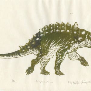 T. Rex T Monogram Print, Lino Block Print Dinosaur T is for Tyrannosaurus Rex Typographic Alphabet Print image 9