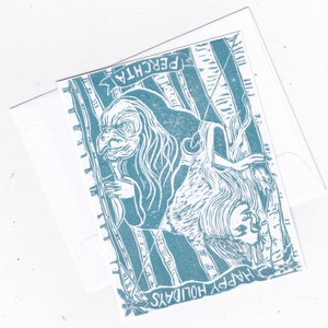 Collection de 5 cartes de Noël imprimé avec image de ma linogravure de Perchta
