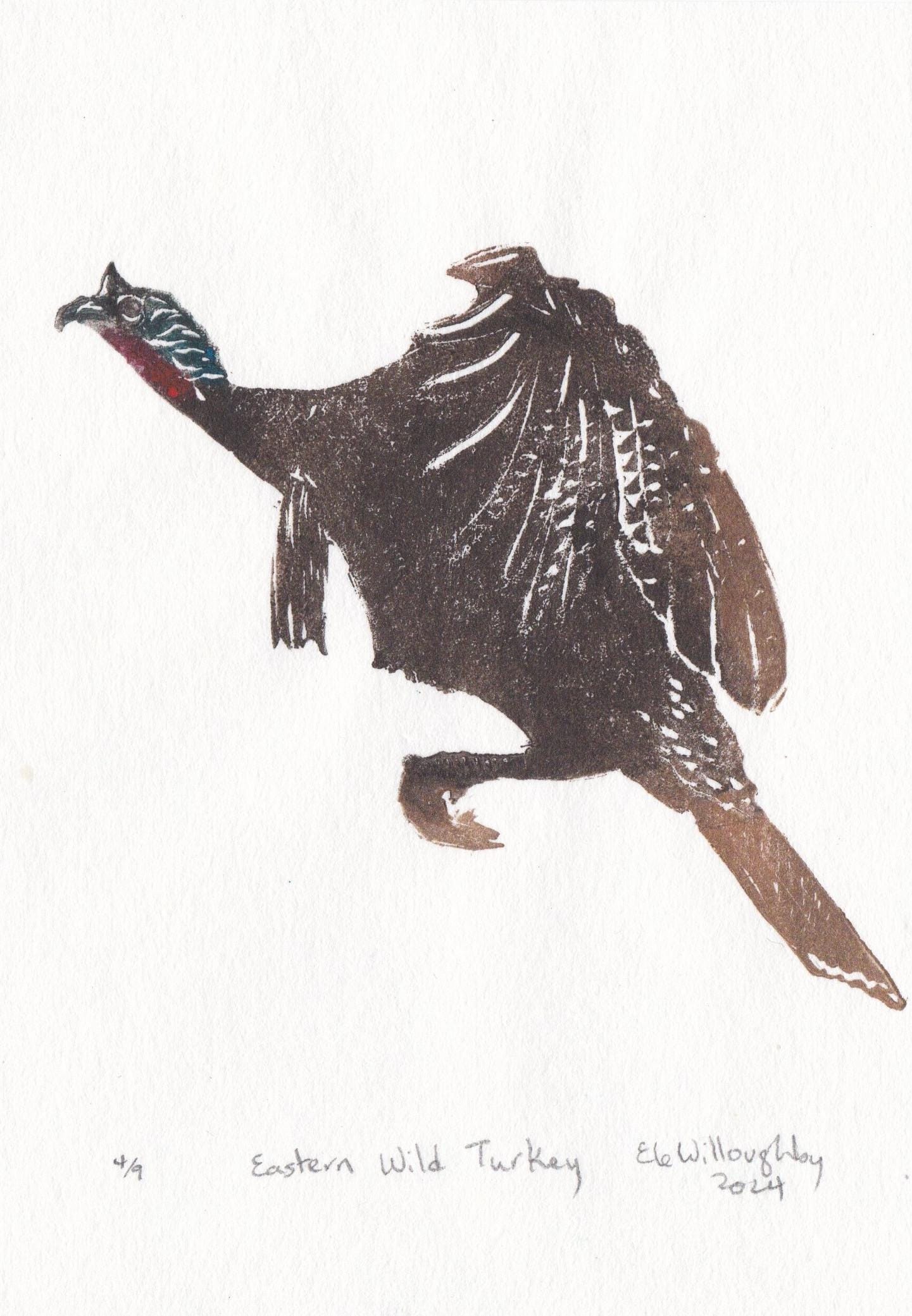Mini Block Turkey Eastern Wild Turkey Mini Block Print - Etsy