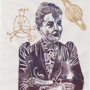 Mathematician Sofia Kovalevski Print, History of Science, Math & Literature, Women in STEM, Lino Block Portrait image 2