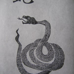 She the Snake Print Chinese Zodiac Black and White Lino - Etsy