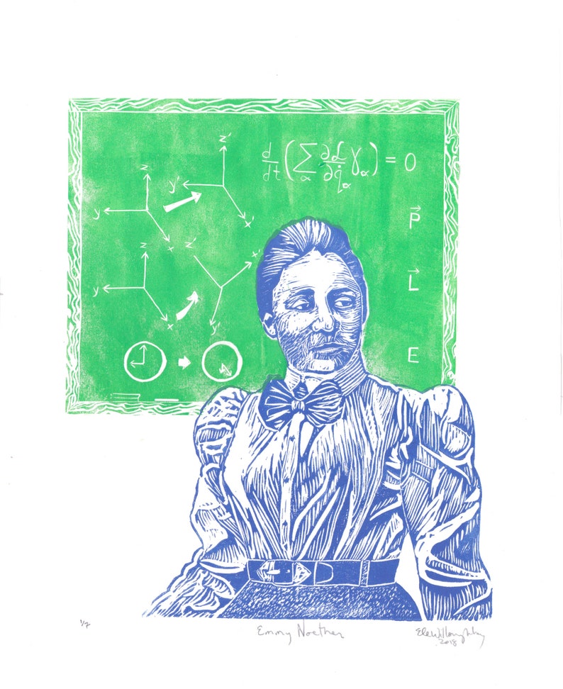 Linocut portrait of Emmy Noether legendary mathematician image 1