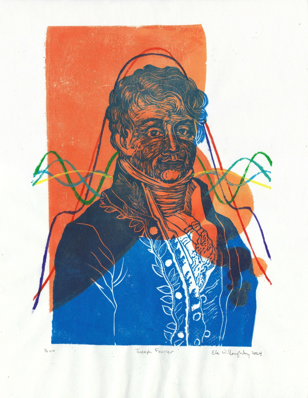 Joseph Fourier Lino Block Portrait: Mathematician & Physicist Art Print ...