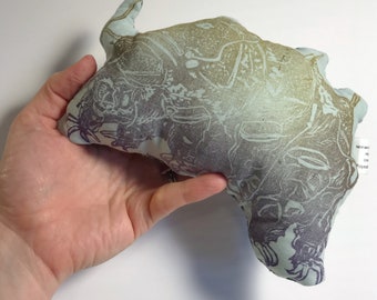 Lino Block Print Tardigrade Stuffed Animal, Invincible Microscopic Water Bear, Moss Piglet Stuffie