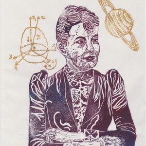 Mathematician Sofia Kovalevski Print, History of Science, Math & Literature, Women in STEM, Lino Block Portrait image 3