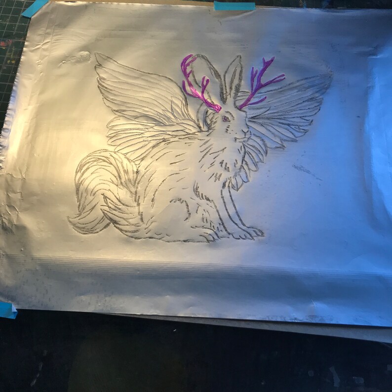 Legendary Wolpertinger Limited Edition Aluminum Foil Litho Print, Composite creature image 7