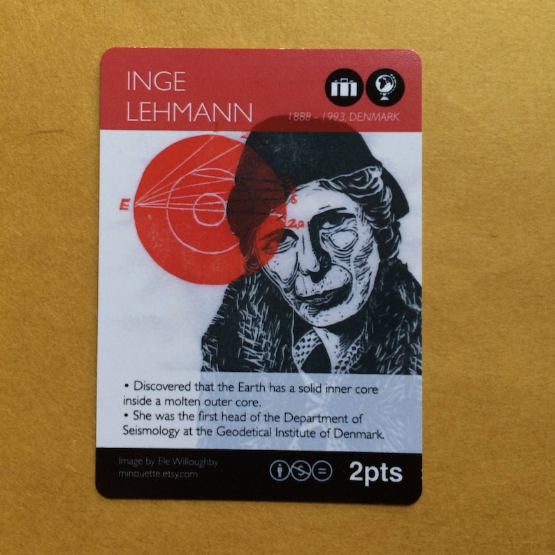 Inge Lehmann and the Earth's Core Linocut, Seismologist, Geophysicist, Woman in STEM Lino Block Portrait image 10