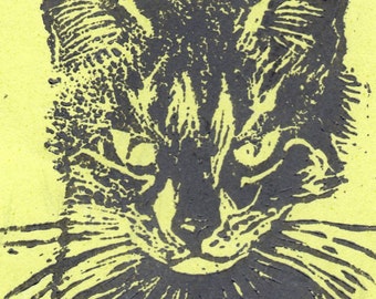 Custom Pet Lino Block Print Portrait by minouette, Animal, Pet, Custom Portrait, Cat, Dog and More