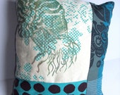Spotted Nautilus Accent Pillow in Blues and Greys