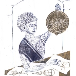 Linocut Mary the Jewess, Mother of Alchemy, Miriam Hebraea, Maria Prophetissa, Chemistry Trailblazer, Historical Woman in Science Print image 9