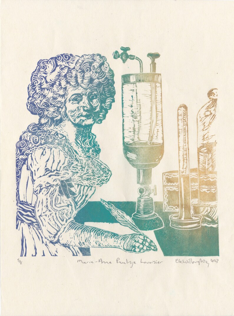 Linocut Mary the Jewess, Mother of Alchemy, Miriam Hebraea, Maria Prophetissa, Chemistry Trailblazer, Historical Woman in Science Print image 10