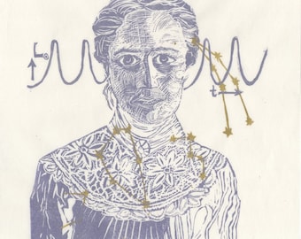 Astronomin Henrietta Swan Leavitt Print, Linoldruck Porträt, Frau in STEMM