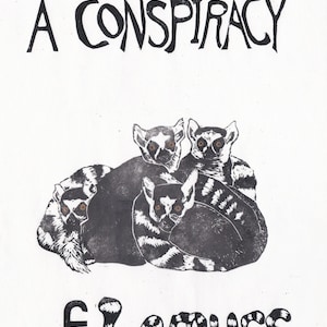 A Conspiracy of Lemurs Linocut, Terms of Venery, Collective Noun for Animals, Ring-tailed Lemur Lino Block Print image 4