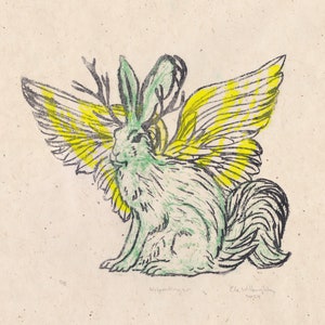 Legendary Wolpertinger Limited Edition Aluminum Foil Litho Print, Composite creature image 5