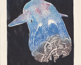 Dumbo Octopus Lino Block Print