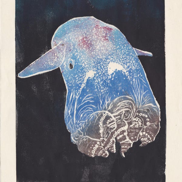 Dumbo Octopus Lino Block Print