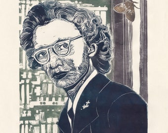 Lino Block Print of Trailblazing Computer Scientist and Rear Admiral Grace Hopper, Women in Science