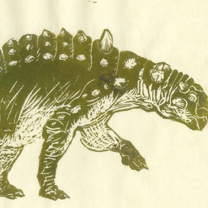 Euoplocephalus Linocut Hard Headed Vegetarian Dinosaur Lino Etsy