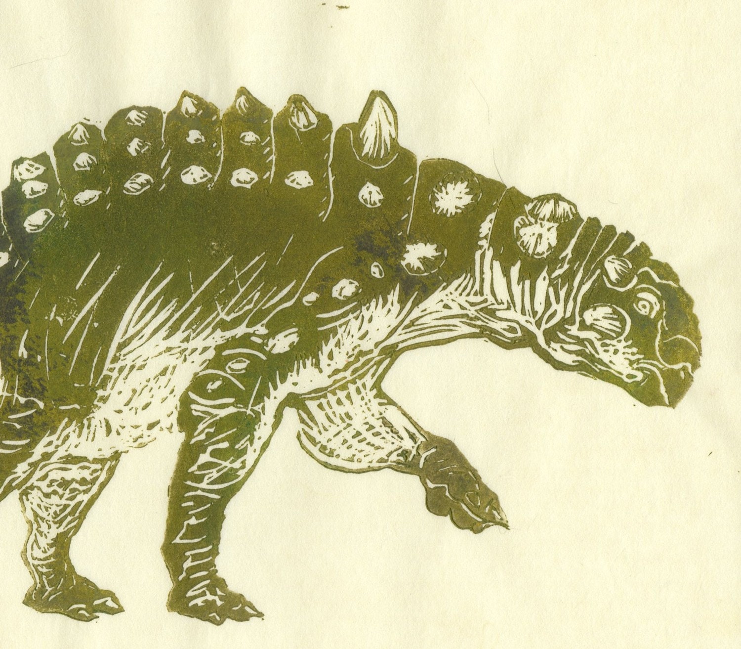 Euoplocephalus Linocut Hard Headed Vegetarian Dinosaur Lino Etsy