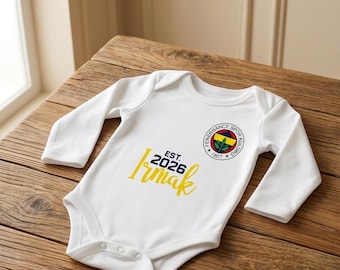 Personalized Football Baby Bodysuit | Baby Gift | Choice of Club & Name | Fenerbahce | Bebek