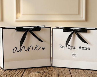 Personalized gift bag for Mom – elegant gift packaging with custom message – Mother's Day gift - Anneler Günü - Hediye