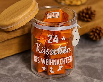 A lovely gift jar for the Christmas season | 24 kisses | Grandma gift | Grandpa gift | Storage jar | Santa Claus |