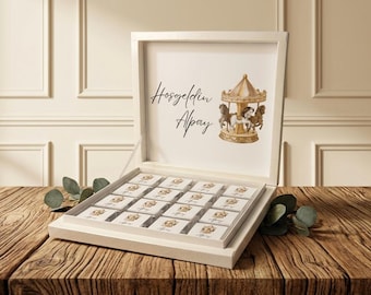 Personalized Chocolate Box for Birth – Welcome Gift for Baby Hoşgeldin Bebek – Personalized Chocolates for Birth – Desired Name