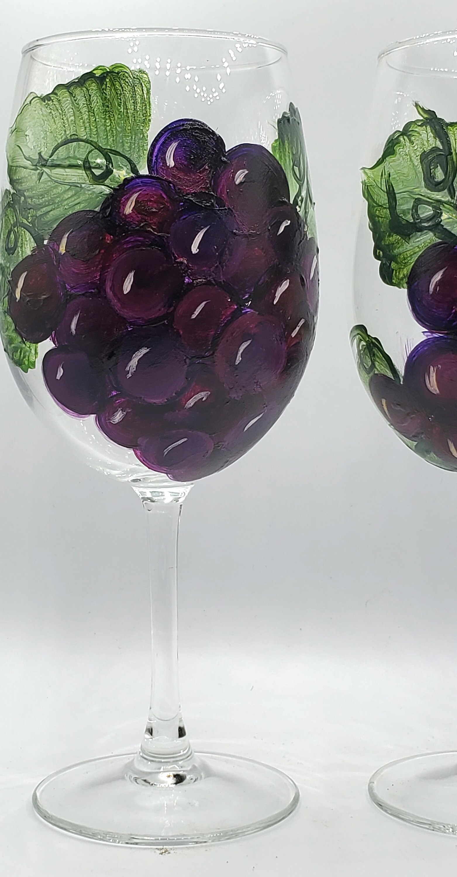Hand Painted Grape Wine Glasses Set of 4 - Etsy