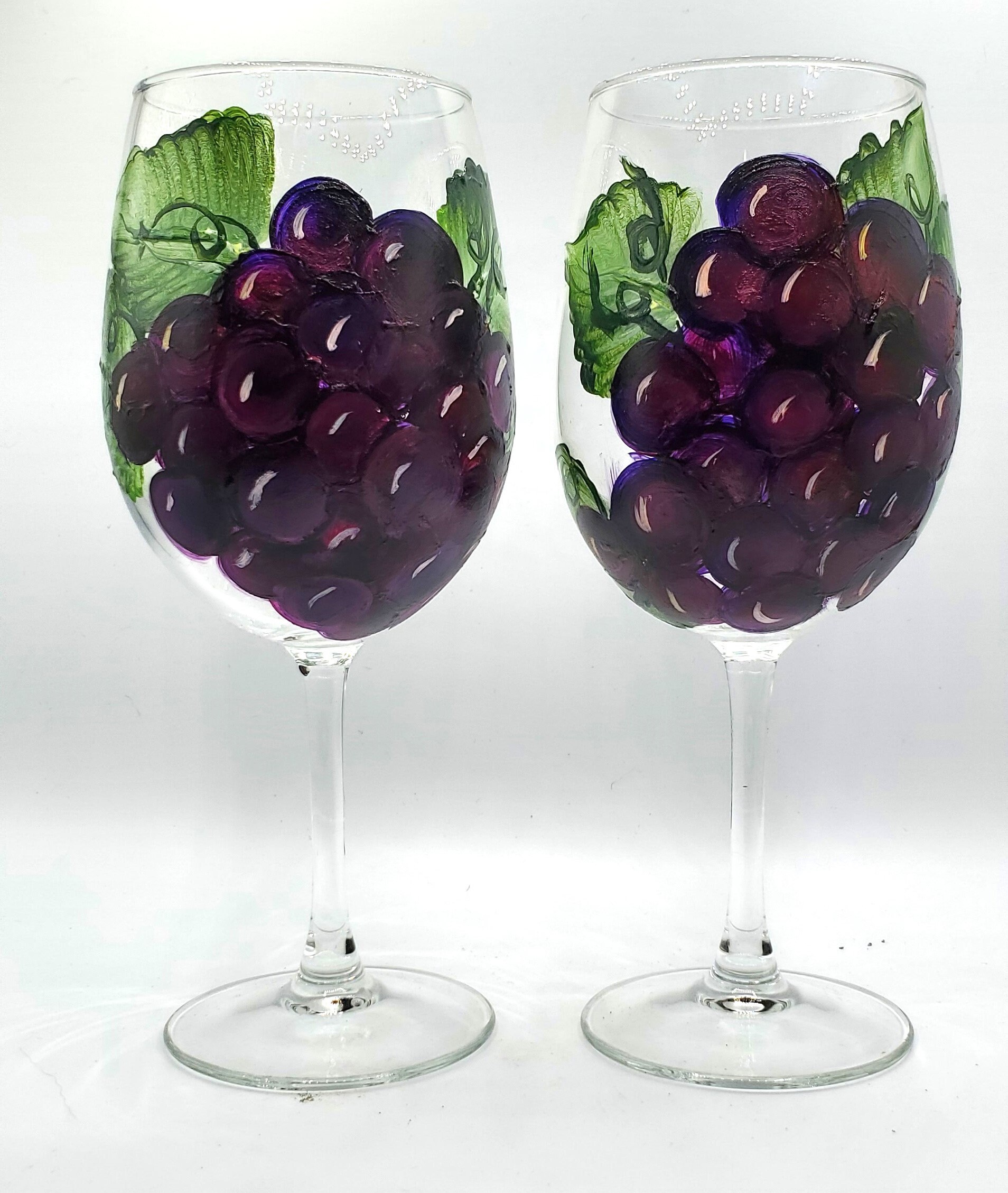 Hand Painted Grape Wine Glasses Set of 4 - Etsy