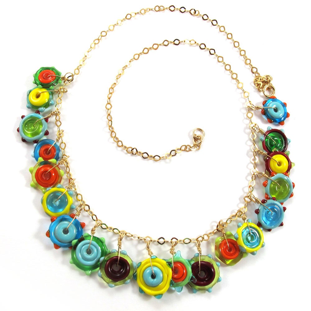 Lampwork necklace Handmade Glass necklace Handcrafted glass Etsy