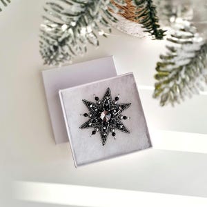 Brooch "Star" black made of crystals and beads. Handmade. Brooch as a gift for loved ones, mother, friend, sister, colleague.