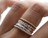 READY to SHIP Grape VI . silver and 14kt Gold Filled rings . stacking rings, stackable bands