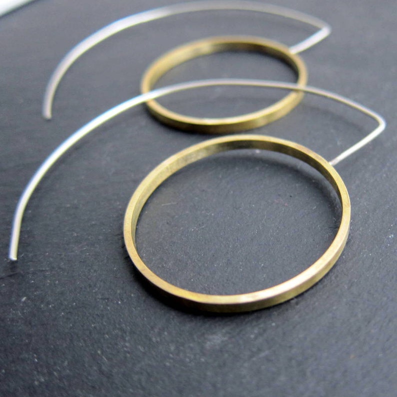 Silver and Brass Dangle Earrings crop Circles - Etsy