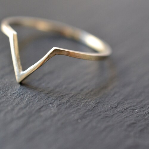 Silver Triangle Geometric Ring Peak Ring open Etsy