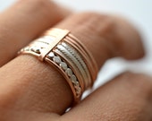 Grape X. GF. 14k Rose Gold Filled and silver rings, semainier. Stacking gold band