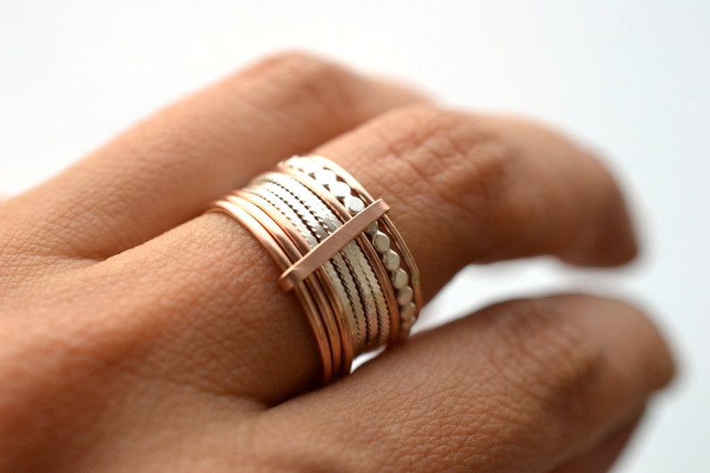 GF Grape X 14k Rose Gold Filled and silver rings semainier Stacking gold band