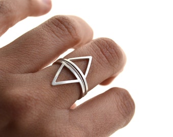 Mountains and rivers - silver stacking rings