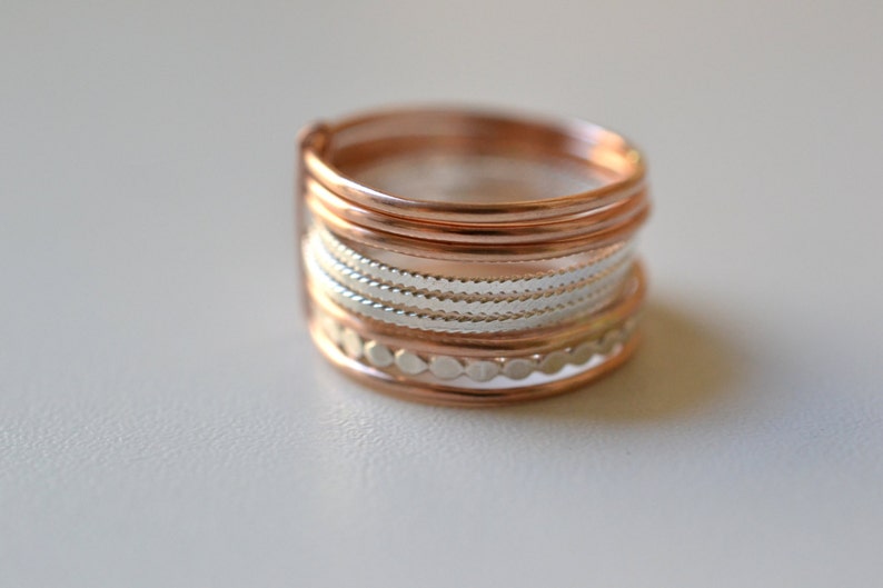 GF Grape X 14k Rose Gold Filled and silver rings semainier Stacking gold band