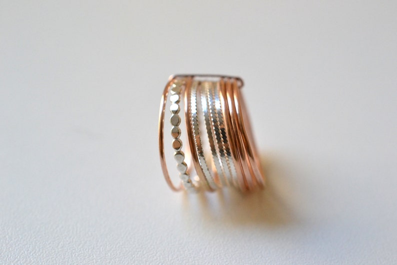 GF Grape X 14k Rose Gold Filled and silver rings semainier Stacking gold band