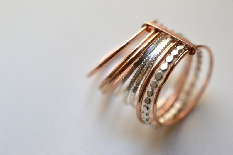 GF Grape X 14k Rose Gold Filled and silver rings semainier Stacking gold band