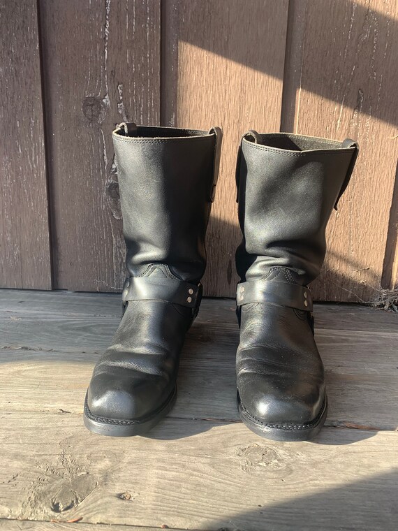 Men's Vintage 1980's black leather biker boots