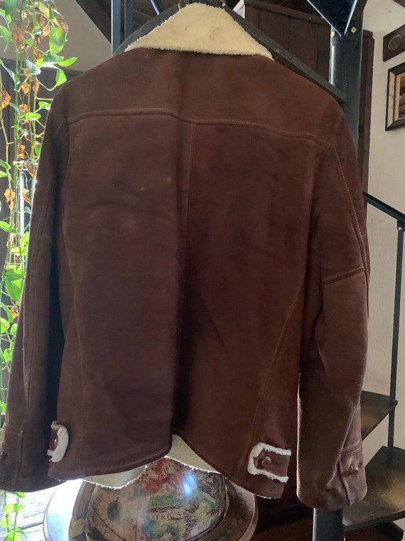 Men's Vintage 1970's Cognac Suede Jacket badass r… - image 3