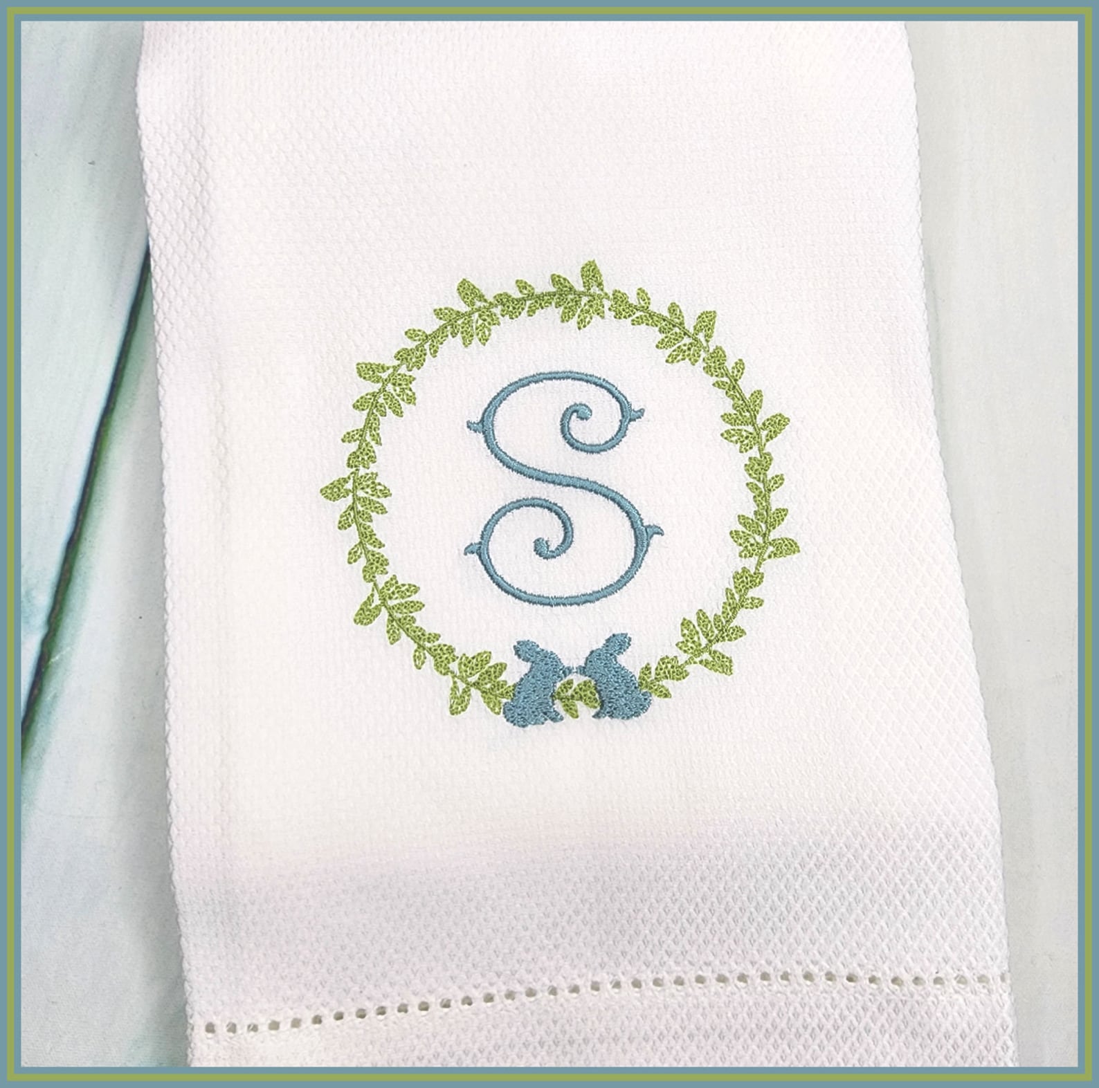 Embroidered Easter Hand Towel / Kitchen Towel / Wedding Gift / Bunny Embroidered Towel / Housewarming Gift